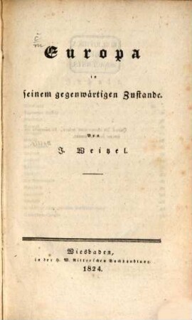 Europa in seinem gegenwärtigen Zustande