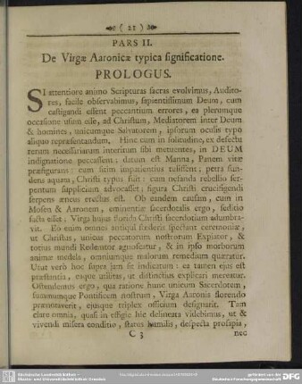 Pars II. De Virgae Aaronicae typica significatione