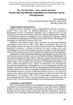 Da, weil und denn – como, porque und pois. Kausale und begründende Konnektoren im Deutschen und im Portugiesischen