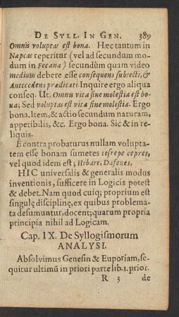 Cap. IX. De Syllogismorum Analysi.