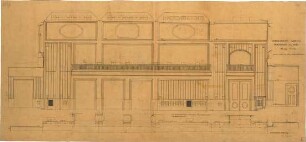Fischer, Theodor; Worms; Cornelianum - Nordwand im Saal (Grundriss, Ansicht, Schnitt)