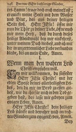 I. Wenn man den wahren Leid Christi empfahen will.