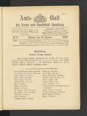 No. 8, 11. Januar 1918
