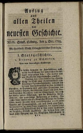 XLIX. Stück. Coburg, den 3. Dec. 1755.