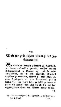 Winke zur gründlichern Kenntnis des Zustandswortes