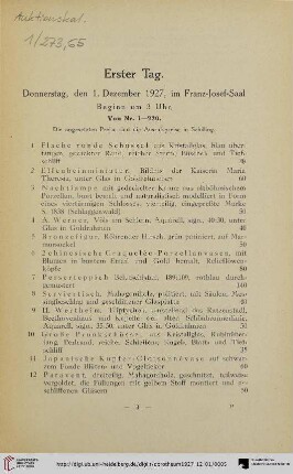 Ester Tag: Donnerstag, den 1. Dezember 1927 (Nr. 1-220)