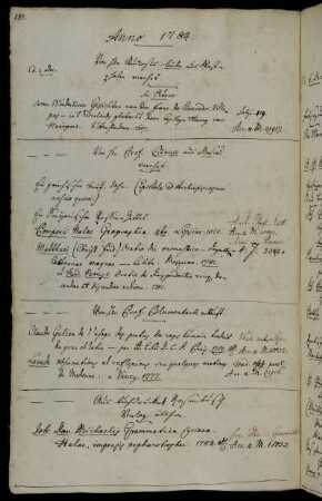 Von Hhn Studiosus Lüder aus Westphalen verehrt. - Von Hhn Prof. Bauze aus Moscau verehrt. - Von Hhn Prof. Blumenbach erkauft. - Aus Buchdrucker Rosenbusch Verlag allhier.
