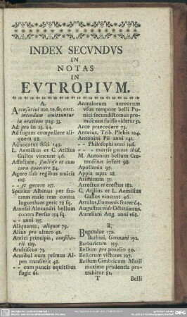 Index Secundus In Notas In Eutropium