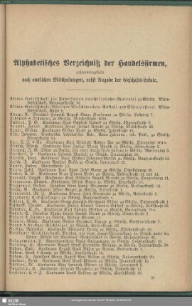 Handelsregister : Alphabetisches Verzeichniß der Handelsfirmen