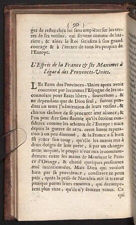 L'Esprit de la France & ses Maximes à l'égard des Provinces-Unies.