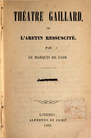 Théatre gaillard, ou l'Aretin ressuscité, 1