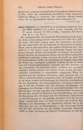 374-375 [Rezension] Gatterer, Michael, Annus liturgicus