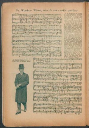 Mr. Woodrow Wilson, autor de una canción patriótica - "A las armas por la patria"