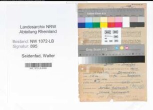 Entnazifizierung Walter Seidenfad , geb. 13.03.1904 (Dentist)