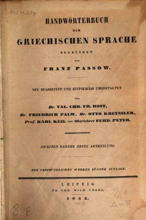 Handwörterbuch der griechischen Sprache, 2,1. Lambda - Pi