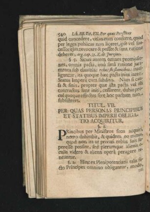 Titul. VII. Per Quas Personas Principibus Et Statibus imperii Obligatio Acquiritur.