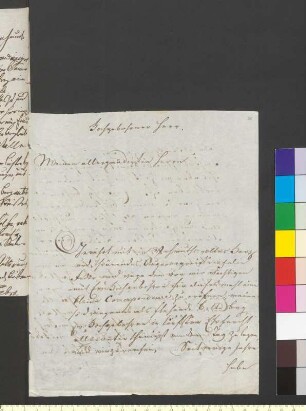 Brief von Hesse (Frau) an Goethe, Johann Wolfgang von