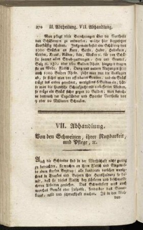 VII. Abhandlung. Von den Schweinen, ihrer Nutzbarkeit, und Pflege, etc.