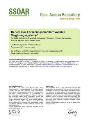 Bericht zum Forschungsmonitor "Variable Vergütungssysteme"
