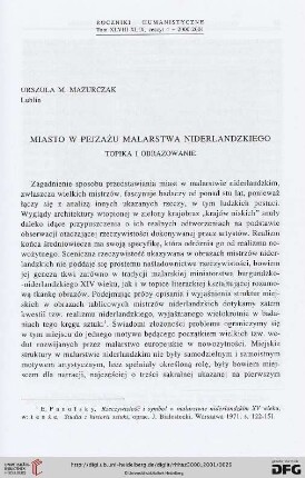 48/49.2000/01: Miasto w pejzażu malarstwa niderlandzkiego : topika i obrazowanie