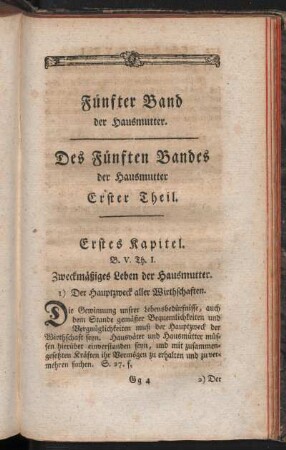 Des Fünften Bandes der Hausmutter Erster Theil