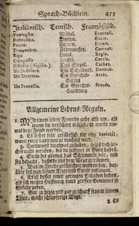 Allgemeine Lebens-Reguln.