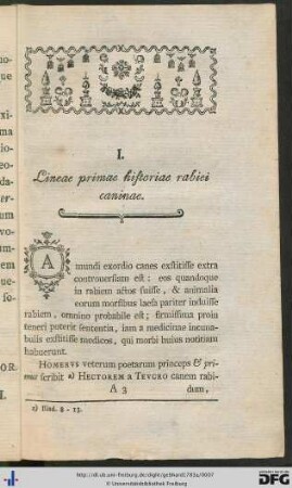 I. Lineae primae historiae rabiei caninae.
