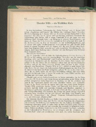 Theodor Wille - ein Wohltäter Kiels