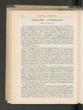 Theodor Wille - ein Wohltäter Kiels