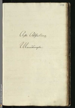 Achte Abtheilung. Manuscripte
