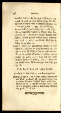 Nachschrift der Wittbe des Herausgebers.