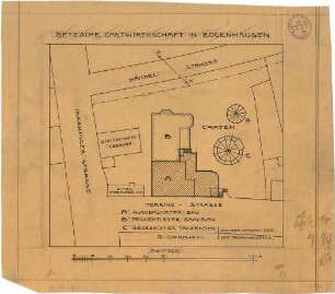 Pfann, Paul; München - Bogenhausen, Törring- / Ismaninger-Str.; Saal - Neubau Lorenz Betz - Lageplan