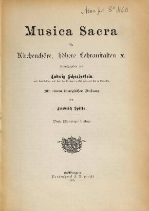 Musica sacra : für Kirchenchöre, höhere Lehranstalten etc.