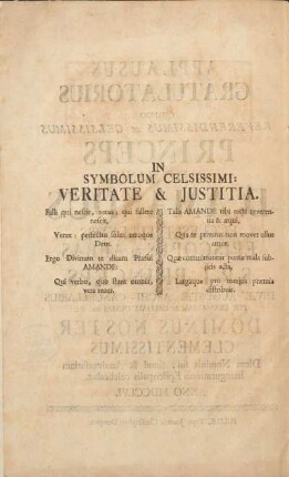 In symbolum celsissime: veritate & justitia.