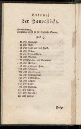 Entwurf der Hauptstücke.