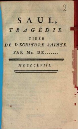 Saul : tragédie tirée de l'ecriture sainte