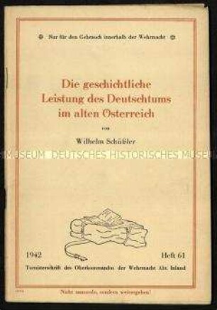Nationalsozialistische Schrift über die Geschichte des Deutschtums im alten Österreich