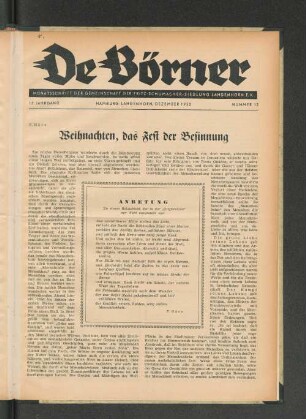 17. Jahrgang, Hamburg-Langenhorn, Dezember 1952, Nummer 12