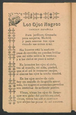 Los ojos negros : Canción española