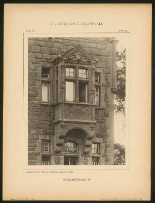 Haus Nölle am Dianasee, Berlin-Grunewald: Ansicht Erker (aus: Die Villenkolonie Grunewald, hrsg. von Egon Hessling, Berlin 1903)