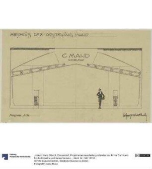 Düsseldorf, Projekt eines Ausstellungsstandes der Firma Carl Mand für die Industrie und Gewerbe Ausstellung, Aufriss