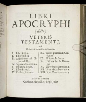 Libri Apocryphi Veteris Testamenti.