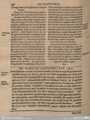 De Horis et Clepsydris Tit. LXV.
