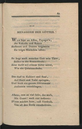 Die Menagerie Der Götter