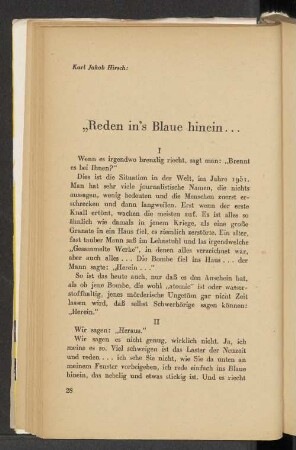 "Reden in's Blaue hinein...