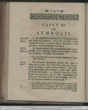 Caput III. De Symbolis