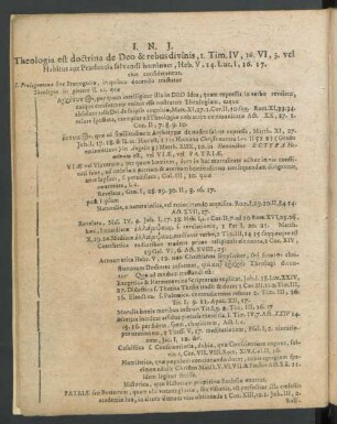 Theologiae est doctrina de Deo & rebus divînis, ...