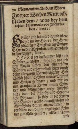 Zweyter Wochen Mittwoch.