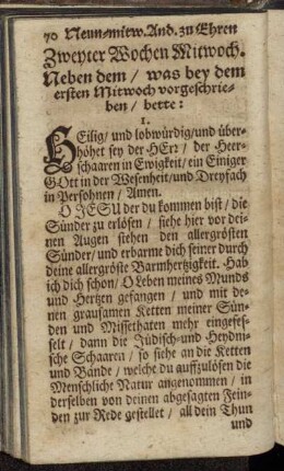 Zweyter Wochen Mittwoch.