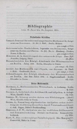 Bibliographie vom 16. Juni bis 15 August 1859.